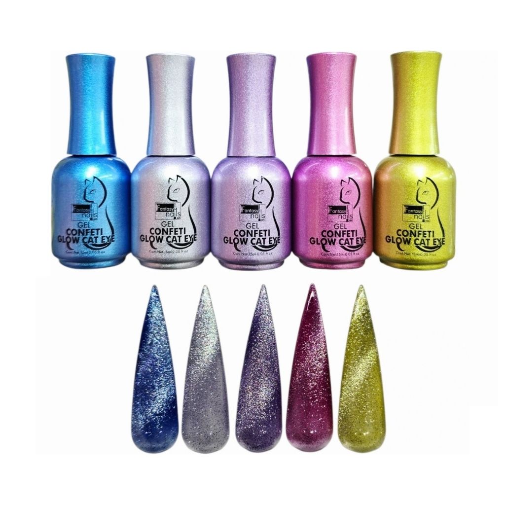 Gel Colección Cat Eye Confetti 5 pzas Fantasy Nails