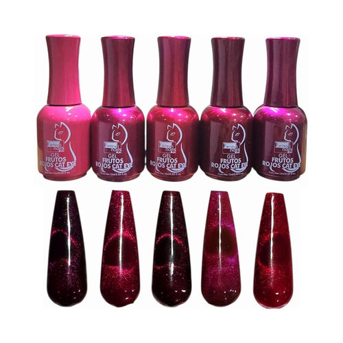 Gel Colección Cat Eye Frutos Rojos 5 pzas Fantasy Nails