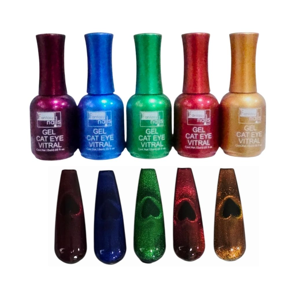Gel Colección Cat Eye Vitral 5 pzas Fantasy Nails