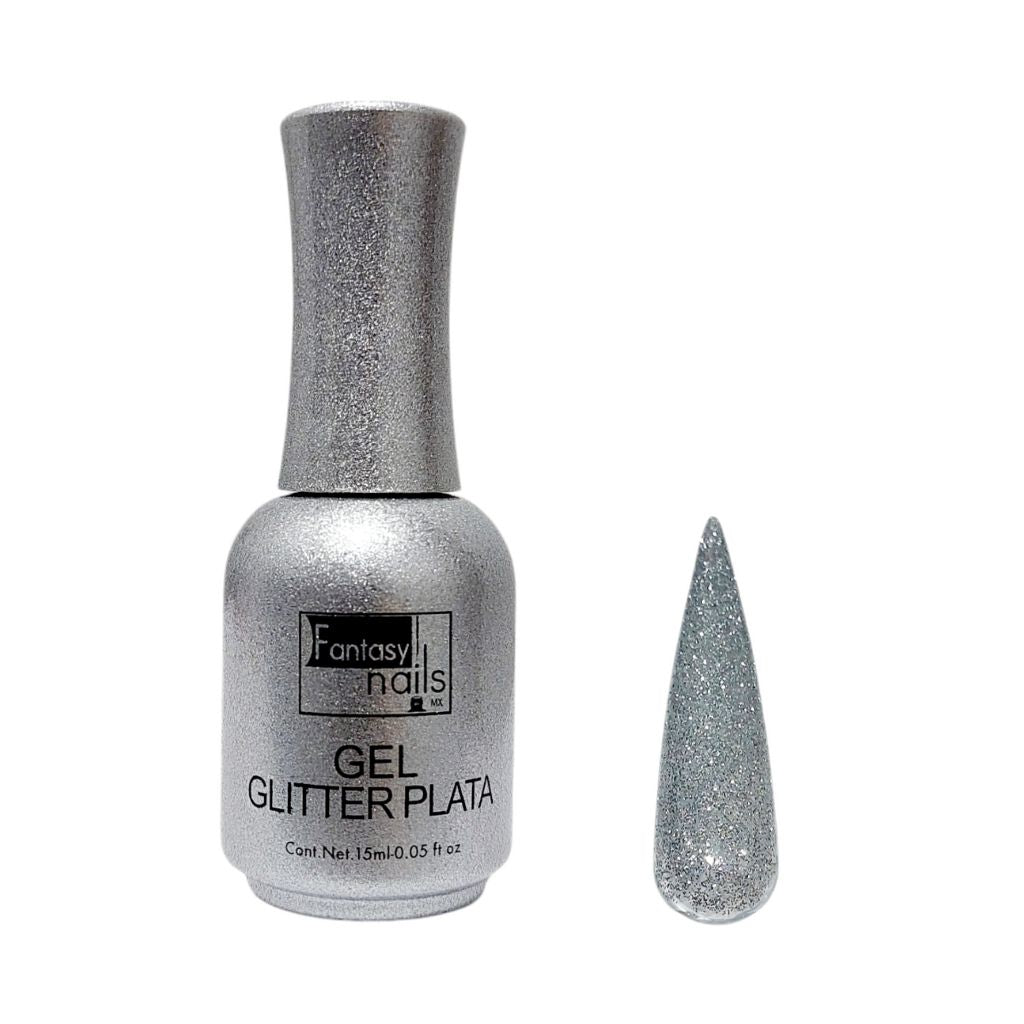 Gel Glitter Plata 15 ml Fantasy Nails