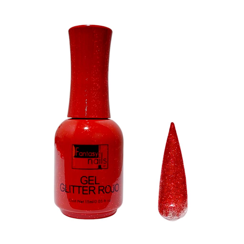 Gel Glitter Rojo 15 ml Fantasy Nails