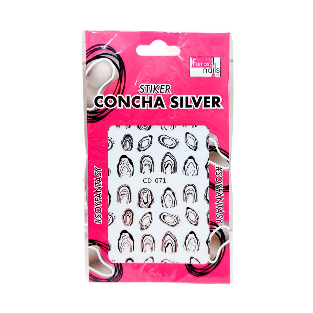 Sticker Concha Silver Fantasy Nails