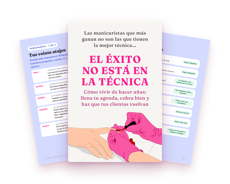 eBook El éxito no está en la técnica, abierto en las páginas Tus veinte atajos y Tabla de fallas