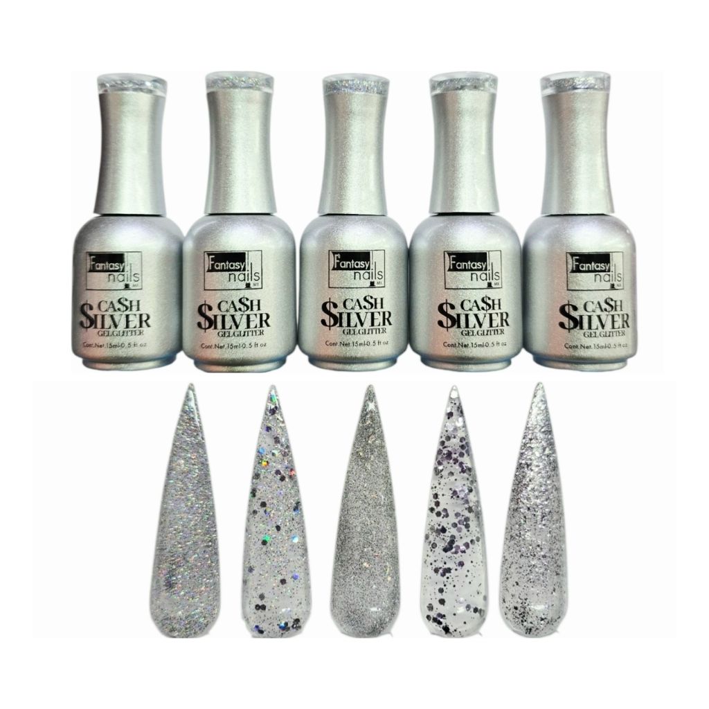 Gel Colección Cash Silver 5 pzas Fantasy Nails