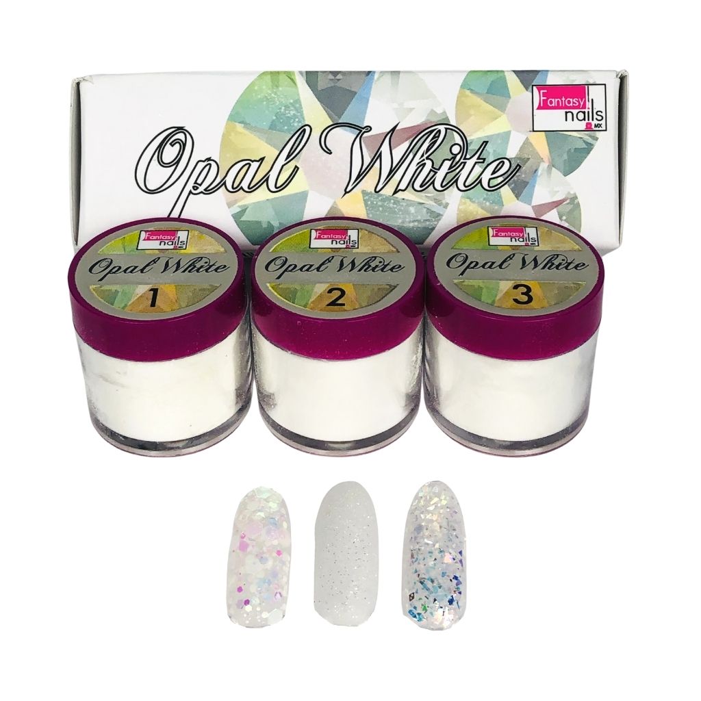 Acrílico Colección Opal White 3 pzas Fantasy Nails